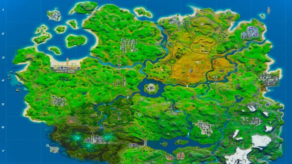 Map of the Fortnite Chapter 2 island